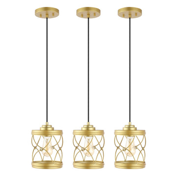 Marelle 6.5" Farmhouse Industrial Iron Filigree Caged Jar LED Pendant - JONATHAN Y